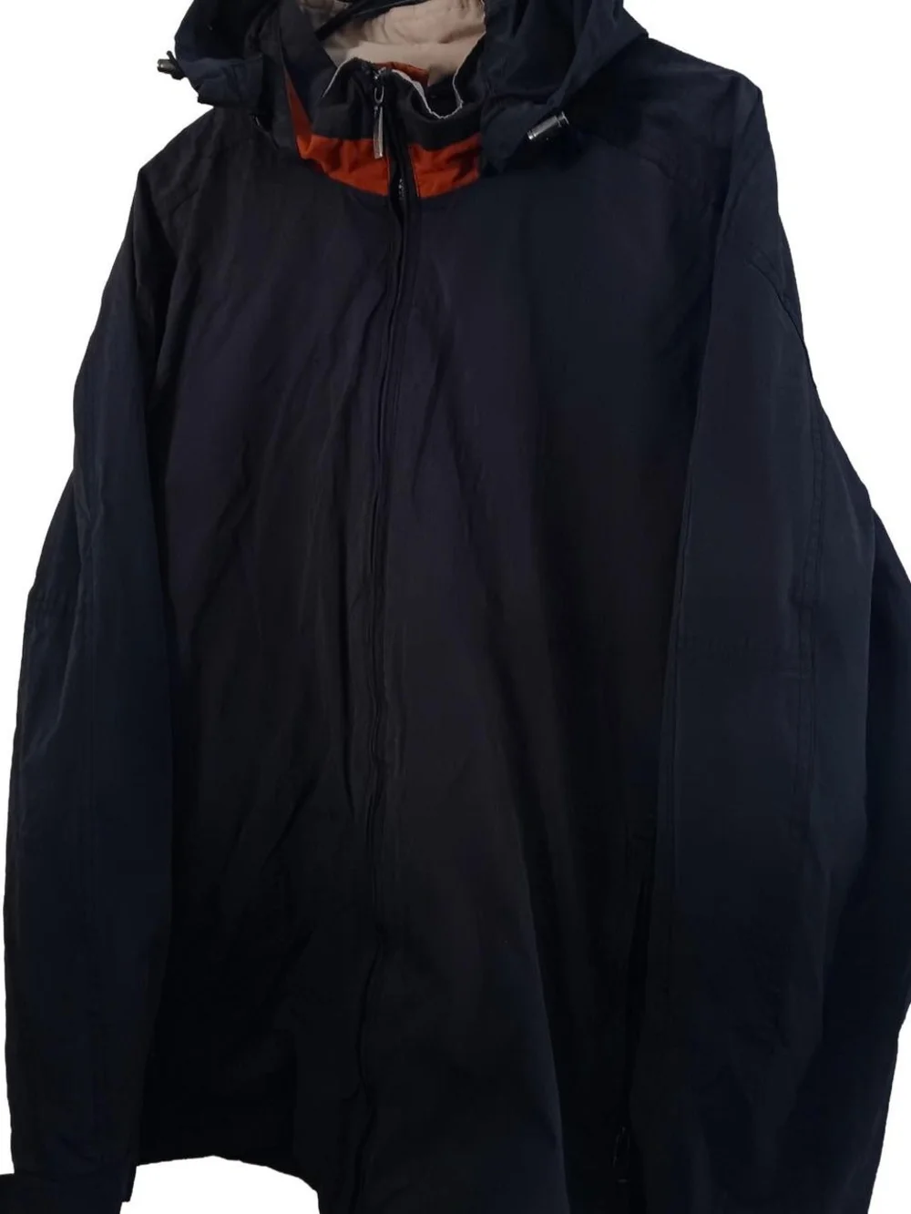 Roundtree & Yorke Grey Hooded Raincoat with Rust Accent